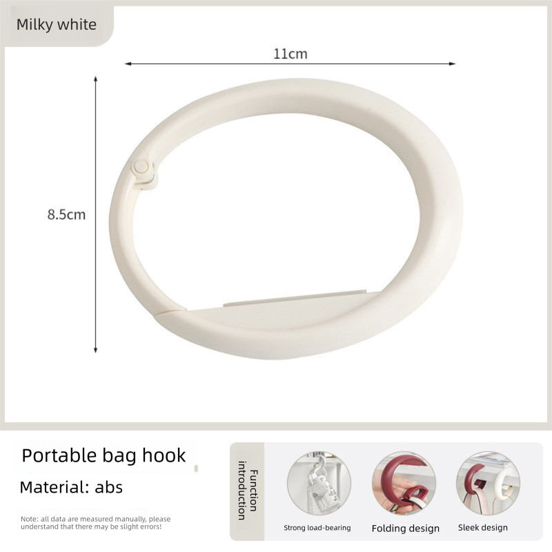 2 PCS Portable Purse Bag Hook Hanger Table Edge Holder Creamy White Foldable Non-Slip Clip for School Desk Office & Cafe