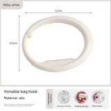 2 PCS Portable Purse Bag Hook Hanger Table Edge Holder Creamy White Foldable Non-Slip Clip for School Desk Office & Cafe