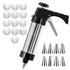 Stainless Steel Cookie Press Maker Kit with 13 Disc Molds and 8 Icing Tips Black Manual Biscuit Machine Set