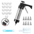 Stainless Steel Cookie Press Maker Kit Black Biscuit Machine with 13 Disc Molds 8 Icing Tips and Sponge Cleaning Brush