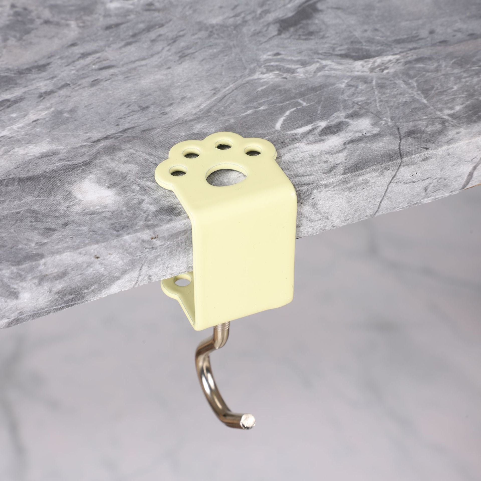 Macaron Paw Table Side Hook 2-Piece Set Adjustable Desk Hanging Clamp No-Drill Portable Bag Hook Light Yellow