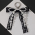 Korean Style Designer Faux Pearl and Fabric Bow Bag Charm Elegant Black Ribbon Bow Keychain for Handbags and Car Keys