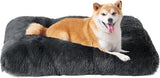 Luxury Long Plush Pet Bed Mat Faux Fur Crate Pad 125x85cm Dark Grey XXXL Soft Warm Cushion for Giant Breeds