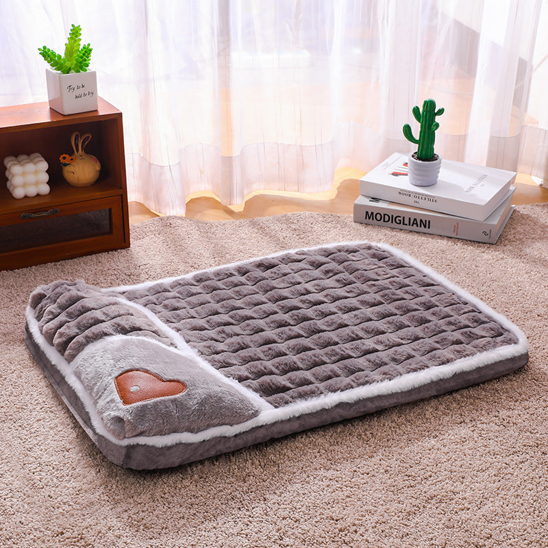 Thickened Pet Sofa Bed XL Size 75x45cm Grey Dog Mat with Integrated Pillow Soft Washable Sleeping Pad for Dogs and Cats All Season Comfort