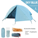 Single Person Off-Ground Camping Tent Portable Folding Bed Cover with Mosquito Net UV-Resistant Fishing Tent Blue