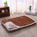 Thickened Pet Sofa Bed XXL Size 100x70cm Coffee Dog Mat with Integrated Pillow Soft Washable Sleeping Pad for Dogs and Cats All Season Comfort