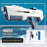 Electric Water Gun Auto Refill 43cm High Pressure Blaster Toy Rechargeable Squirt Soaker for Kids & Adults White