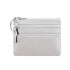 Genuine Leather Coin Purse Mini Wallet with Triple Zipper Pockets Key Ring Holder Pouch for Cash & Cards - Medium Gray