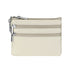 Genuine Leather Coin Purse Mini Wallet with Triple Zipper Pockets Key Ring Holder Pouch for Cash & Cards - Milky white