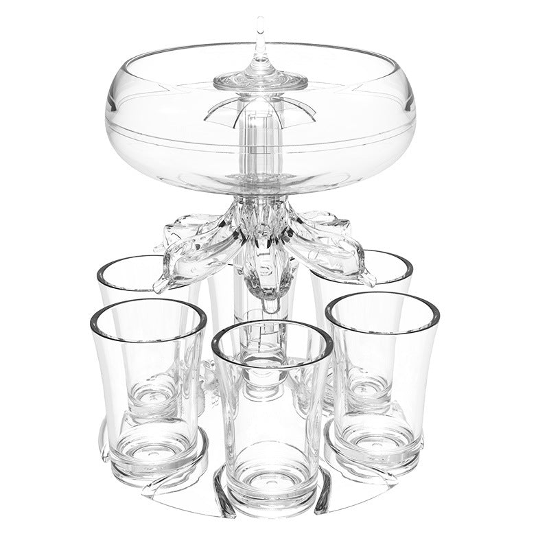 6-Shot Glass Dispenser and Holder Set Clear Acrylic Spirit Pourer Caddy with 6 Cups - Portable Party Drink Server for Home Bar & BBQ