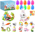 12 PCS Pre-filled Easter Eggs with Mini Building Block Toys - Creative Construction Figures (Bunny, Chick, Sheep) for Kids Egg Hunt, Party Favours & Basket Stuffers