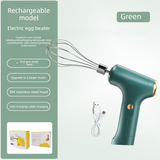 Compact Electric Handheld Egg Whisk Multi-Function Automatic Cream Whipper and Food Mixer J-7 Green Single Head 1-Speed