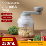 Manual Mini Garlic Chopper & Food Processor 250ml Portable Hand-Crank Mincer for Garlic, Meat, and Baby Food – Ivory White