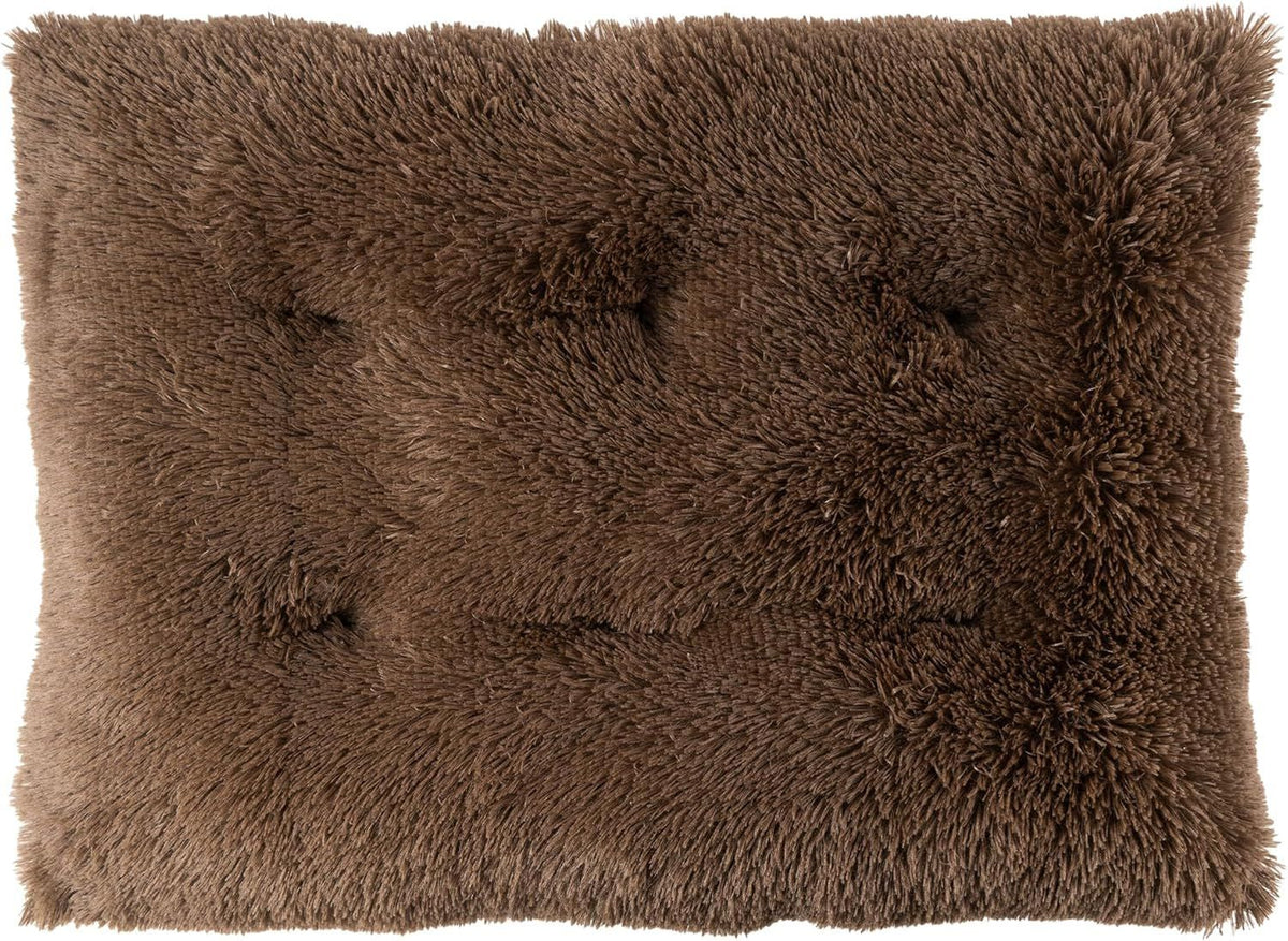 Luxury Long Plush Pet Bed Mat Faux Fur Crate Pad 55x40cm Dark Offee Soft Warm Cushion for Dogs & Cats