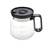 16oz Novelty Glass Coffee Carafe Mug - Heat Resistant Borosilicate Cup with Handle & Splash-Proof Lid - Personal Mini Pot for Tea, Latte & Office Desk (Clear/Black)