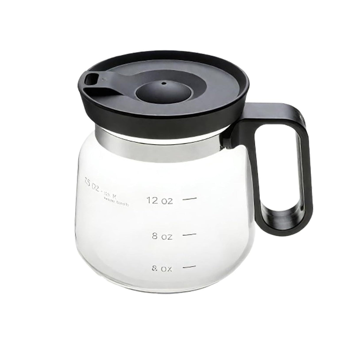 16oz Novelty Glass Coffee Carafe Mug - Heat Resistant Borosilicate Cup with Handle & Splash-Proof Lid - Personal Mini Pot for Tea, Latte & Office Desk (Clear/Black)