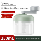 Manual Garlic Chopper & Food Processor 250ml Portable 3-Speed Hand-Crank Mincer – Green Large Capacity Edition