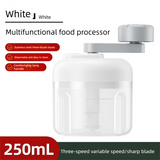 Manual Garlic Chopper & Food Processor 250ml Portable 3-Speed Hand-Crank Mincer – White Large Capacity Edition