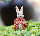 Garden Style "Raincoat Bunny" Succulent Planter Decoration – Cute Rabbit Animal Figurine Resin Craft for Balcony and Pot Plant