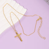 Gold Minimalist Cross Pendant Necklace – Unisex Urban Style Zinc Alloy Clavicle Chain Jewellery