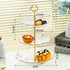 3-Tier Modern Fruit & Snack Stand – White Reinforced Tiered Platter with Durable Iron Art Support for Home, Reception, and Office