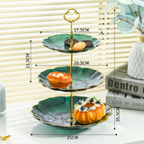 3-Tier Modern Fruit & Snack Stand – Green Reinforced Tiered Platter with Durable Iron Art Support for Home, Reception, and Office