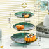 3-Tier Modern Fruit & Snack Stand – Green Reinforced Tiered Platter with Durable Iron Art Support for Home, Reception, and Office