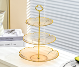 3-Tier Modern Fruit & Snack Stand – Gold Reinforced Tiered Platter with Durable Iron Art Support for Home, Reception, and Office