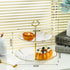 2-Tier Modern Fruit & Snack Stand – White Reinforced Tiered Platter with Durable Iron Art Support for Home, Reception, and Office