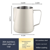 600ml Stainless Steel Milk Frothing Pitcher Pointed Spout Steaming Jug with Measurement Marks for Latte Art Home Baristas White