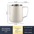 600ml Stainless Steel Milk Frothing Pitcher Pointed Spout Steaming Jug with Measurement Marks for Latte Art Home Baristas White