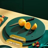 35X35CM Thickened Circular Standable Cutting Board - Food-Grade Double-Sided Kitchen Board with Space-Saving Vertical Storage