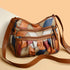 Lightweight PU Leather Pleated Shoulder Bag with Contrast Color Patchwork - Multi-Zipper Large Capacity Satchel for Women