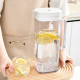 White 2000ML Leak-Proof Flip-Top Cool Water Pitcher for Refrige Door - Cold/Heat-Resistant Stylish Iced Tea Fruit Infuser Kettle