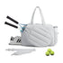 42L Light-Grey Tennis & Pickleball Expandable Tote Bag wIth Shoe-Zone & Bottle Side Pocket - Waterproof Gym Bag for Racquets & Paddles