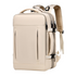 Beige Expandable Travel Laptop Backpack with USB Charging Port - Waterproof Nylon Business Bag with 11cm Depth Extension (45x32cm)