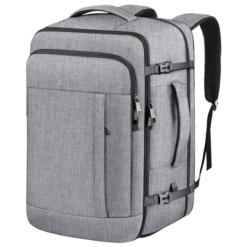 Grey Expandable 17-Inch Laptop Travel Backpack with USB Port - Durable TSA Friendly Carry-on Luggage Bag