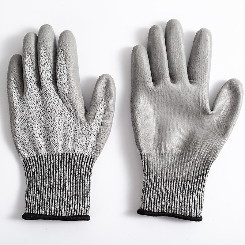 2-Pair Grey Level 5 Cut Resistant Work Glove - Anti-Abrasion & Anti-Puncture Protective Gloves (M Size)