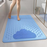 Blue Eco-Friendly Bath Mat with Massage Points - Anti-Slip Suction Cup Safety Bathroom Rug (L Size 86.5X53x2 CM)
