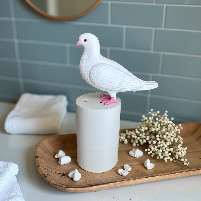Adorable White Pigeon Smart Motion Sensor Foam Pump - Touchless Hand Washer with Anti-Glare Technology for Outdoor & Bright Light