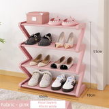 Pink Stable Z-Shaped 4-Tier Shoe Rack(51x45CM) - Waterproof Cloth & Sturdy Steel Pipe, Easy Assembly & Space Saving for Dormitory & Small Apartments