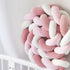 White & Pink 2M Nordic 3-Strand Hand-Braided Knot Long Pillow - Soft Plush Sofa Cushion, Room Decor for Bedroom & Living Room