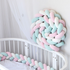 White & Green & Pink 2M Nordic 3-Strand Hand-Braided Knot Long Pillow - Soft Plush Sofa Cushion, Room Decor for Bedroom & Living Room