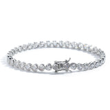 Sliver Bling Heart Tennis Bracelet for Women with Micro-Paved Heart Zirconia - Romantic Couple's Jewelry (8" Length)
