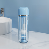 Blue Portable 2-in-1 Travel Toothbrush/Toothpaste Organizer & Mouthwash Cup - Lightweight and Durable Crystal Clear PC Material