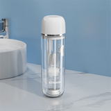 White Portable 2-in-1 Travel Toothbrush/Toothpaste Organizer & Mouthwash Cup - Lightweight and Durable Crystal Clear PC Material