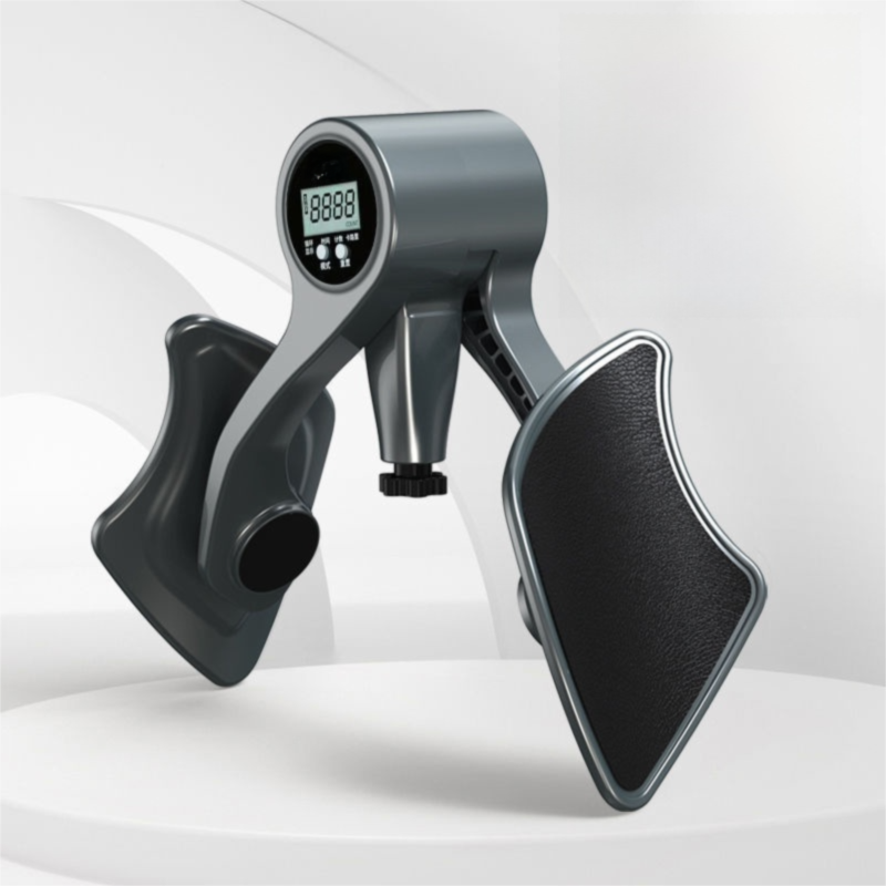 2-in-1 Black Smart LCD Counting Kegel Trainer for Glute Lifting & Leg Toning - Adjustable Resistance & 360° Rotating Baffles for Postpartum Recovery & Pelvic Health