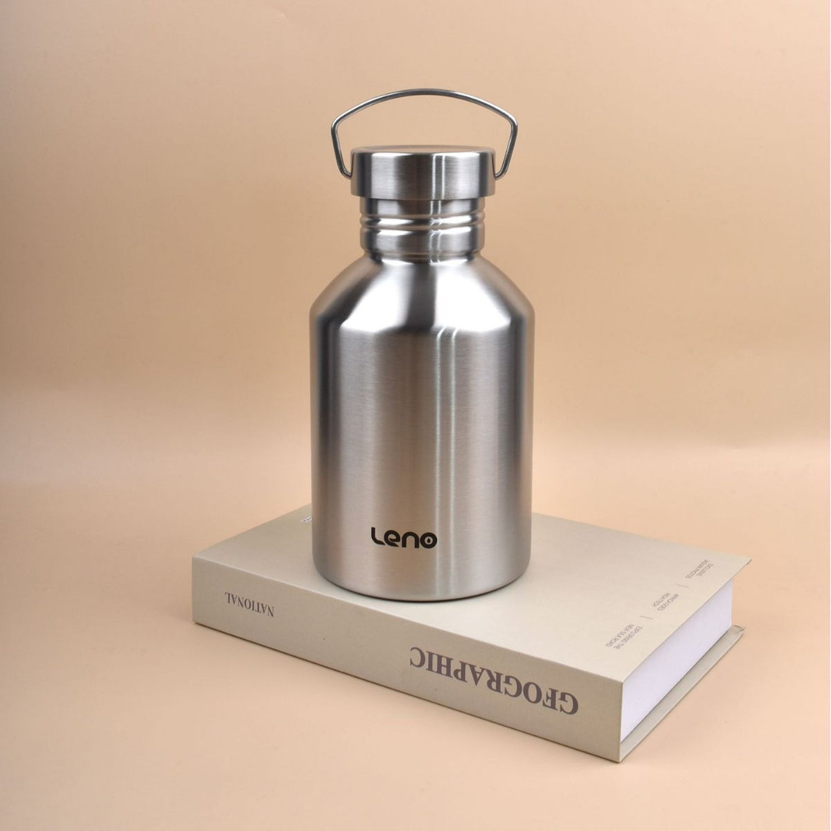 2L Large Capacity Outdoor Sports Adventure Water Bottle - Food-Grade 304 Stainless Steel with Portable Handle & 7cm Wide Mouth