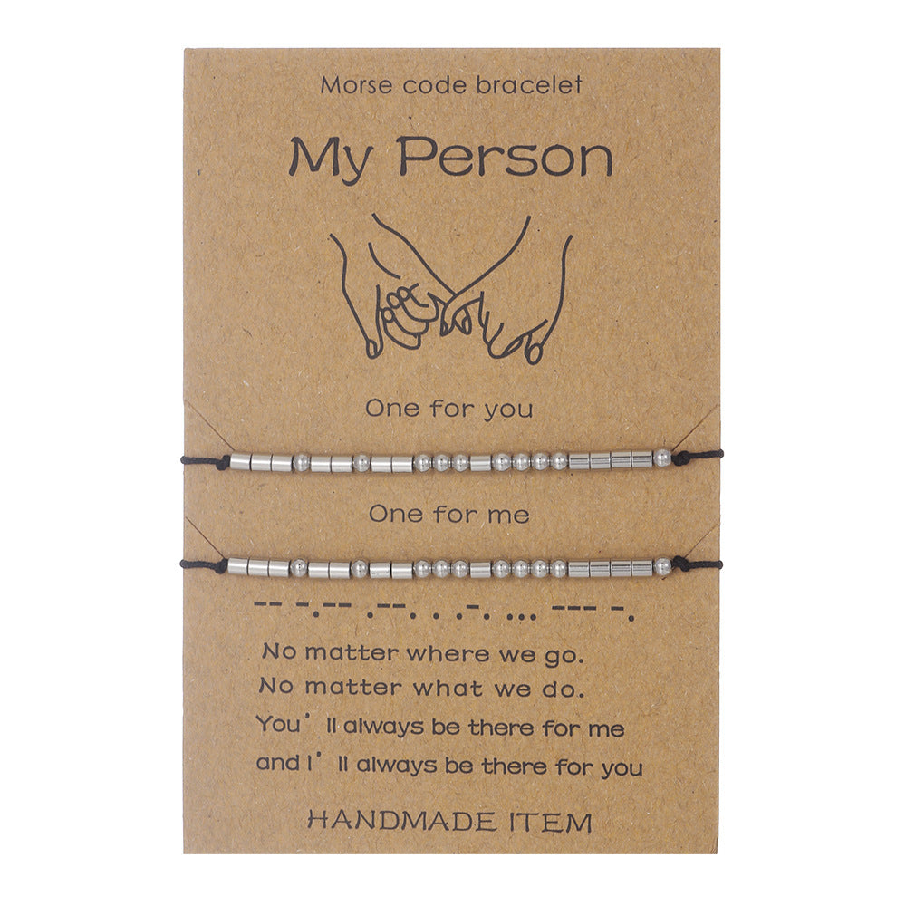 Stainless Steel Morse Code Bracelet(16-26cm) with Secret Message My Person - Meaningful Gift for Best Friends, Sisters & Family