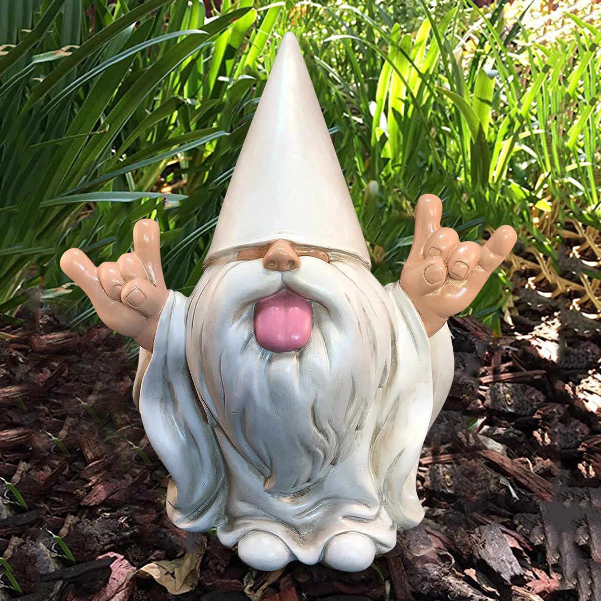 Naughty Garden Gnome Statue with Tongue Out - Funny Resin Dwarf Figurine for Yard & Patio